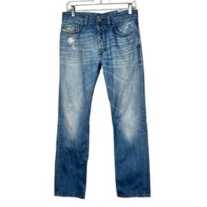 Diesel Men's Safado Slim Straight Light Wash Button Fly Jeans Distressed 29x30